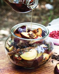 Salty-sweet spiced pickled plums