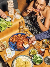 Sambal fish sauce wings with cooling spring onion dip