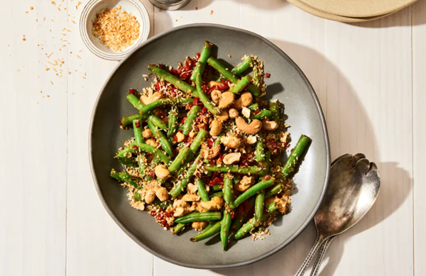 Sambal green beans with coconut & cashews