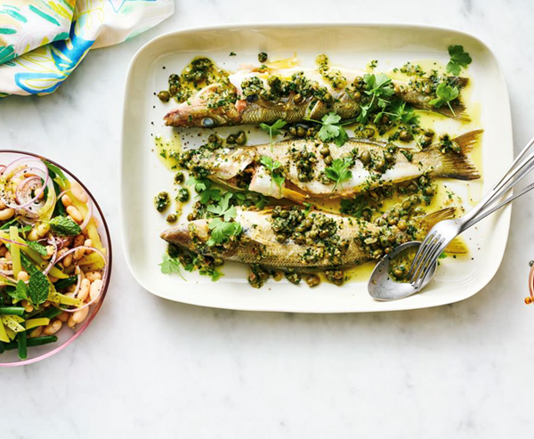 Sand whiting with caper and parsley butter