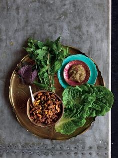 Sang choi bao of Sichuan lamb with smoked eggplant nahm prik