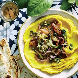 Santorini split pea spread with caper relish