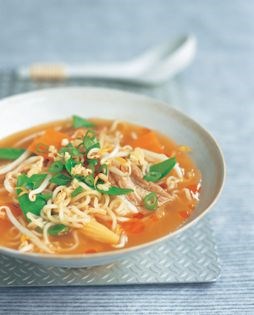 Sapporo-style ramen noodles in broth