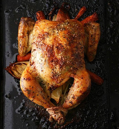 Sara's roast chicken with sage and garlic