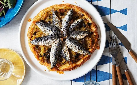 Sardine and onion tart