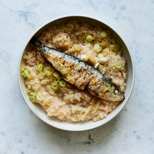 Sardine, spring onion and ginger takikomi-gohan
