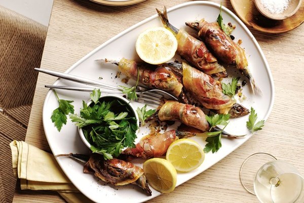 Sardines 'agrodolce', pancetta, parsley salad