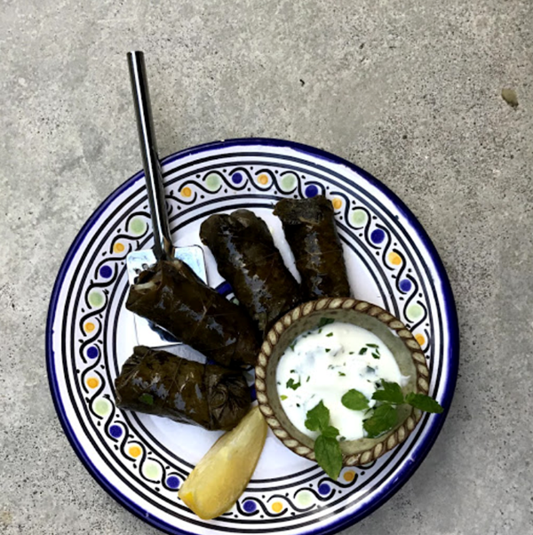 Sardines barbecued in vine leaves with parsley and garlic (Sardines aux feuilles de vigne au persillade)