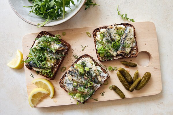 Sardines on buttered brown bread