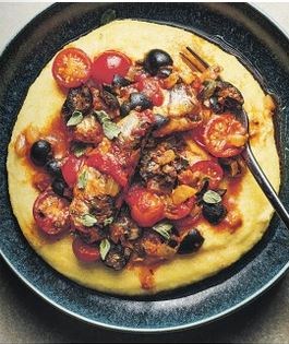 Sardines, tomato pesto & soft polenta