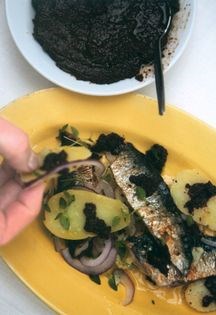 Sardines with tapenade and potatoes