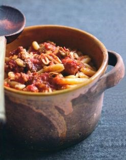 Sardinian pasta with sausage and tomato sauce (Gnocchetti Sardi con sugo di salsiccia e pomodoro)