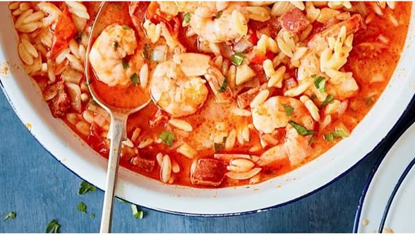 Sardinian prawn and chorizo paella