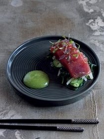Sashimi of tuna with sweet wasabi, soy ginger dressing