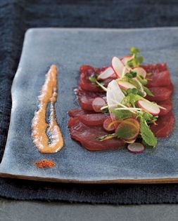 Sashimi tuna with spicy cod roe and Meyer lemon