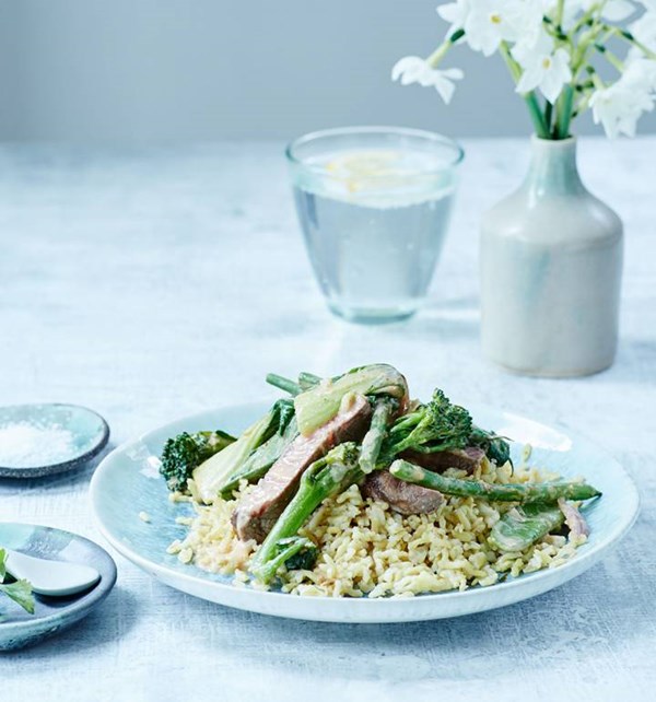 Satay beef rice