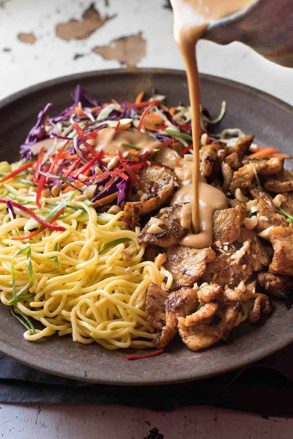Satay chicken noodle salad