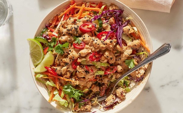Satay chickpea and quinoa salad