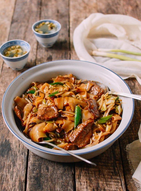 Saucy beef chow ho fun noodles