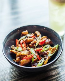 Saucy boys squid, XO sauce, peanut, spring onions & chilli