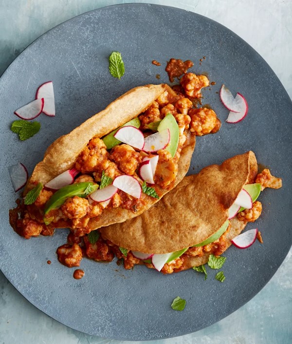 Saucy cauliflower tacos