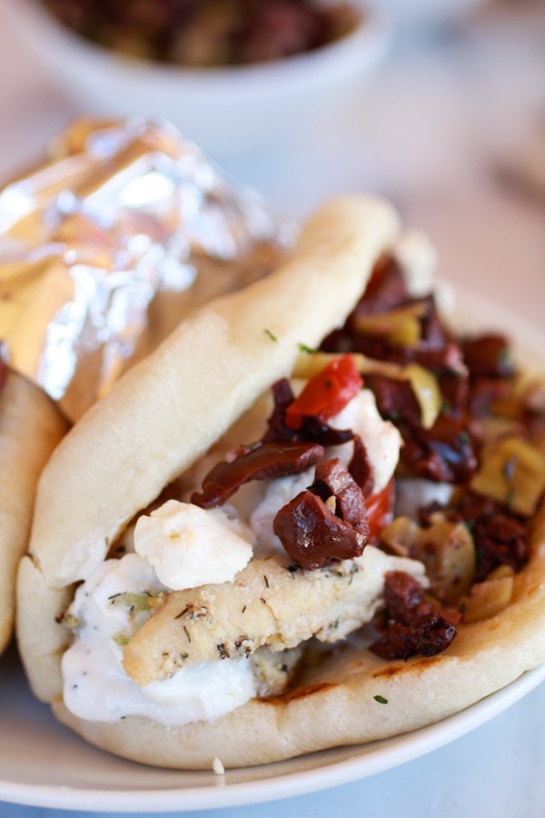 Saucy chicken gyros