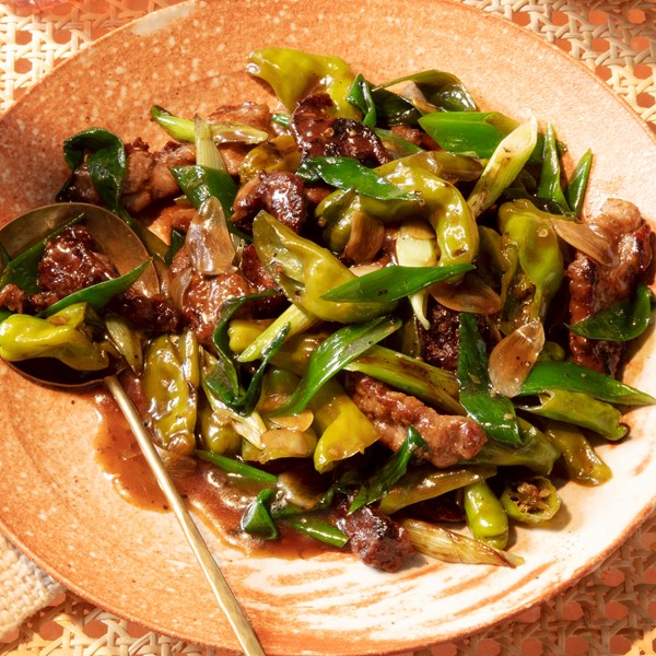 Saucy soy-butter beef and peppers 