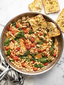 Saucy white beans with spinach