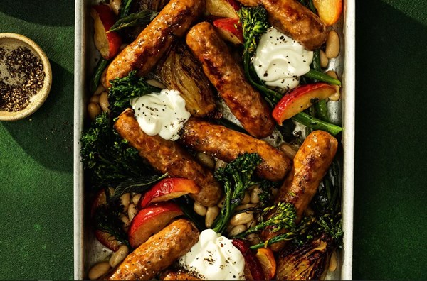 Sausage & bean traybake with tenderstem