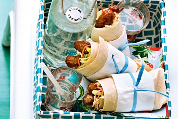 Sausage & fennel coleslaw wraps