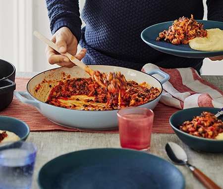Sausage + lentil ragu with polenta