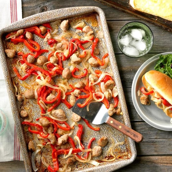 Sausage & pepper sheet-pan sandwiches