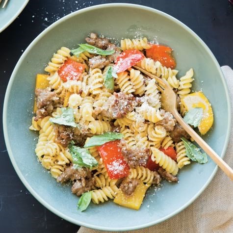 Sausage & peppers with fusilli