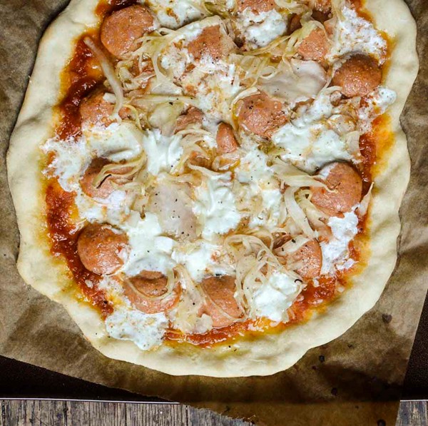 Sausage & sauerkraut pizza