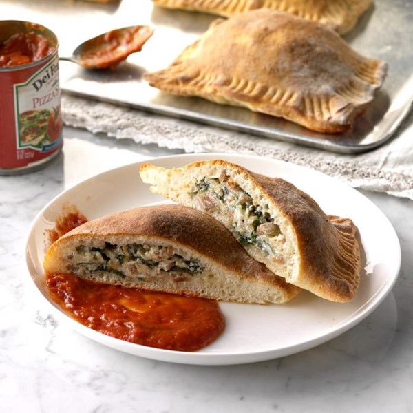Sausage & spinach calzones