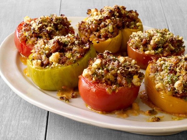 Sausage-and-basil-stuffed tomatoes
