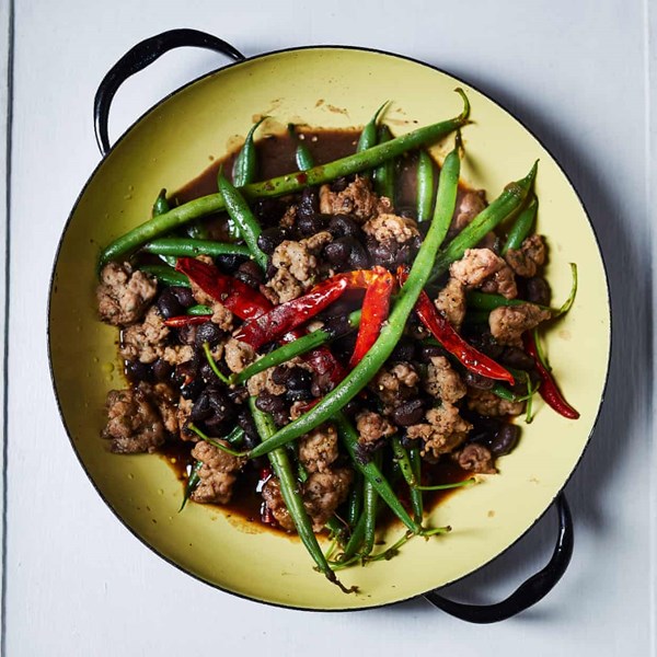Sausage and black bean stir-fry