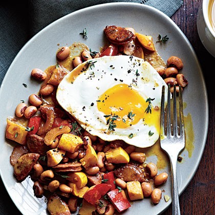 Sausage and black-eyed pea hash