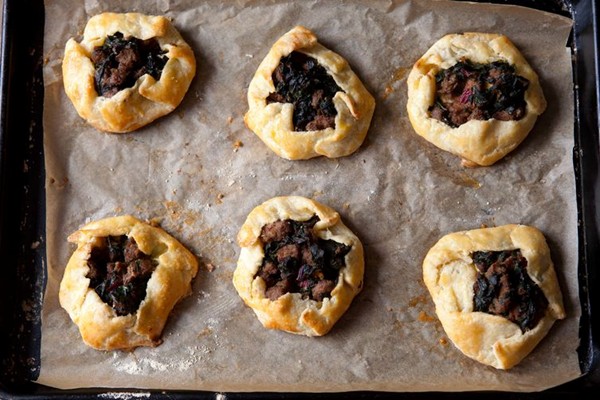 Sausage and chard mini galettes