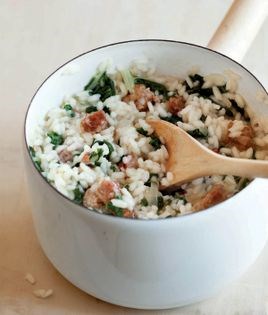 Sausage and chard risotto