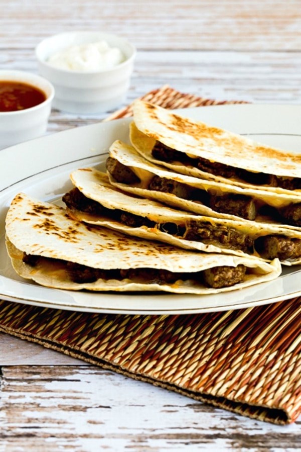 Sausage and cheese breakfast quesadillas