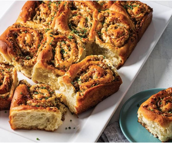 Sausage and chive pull-apart rolls