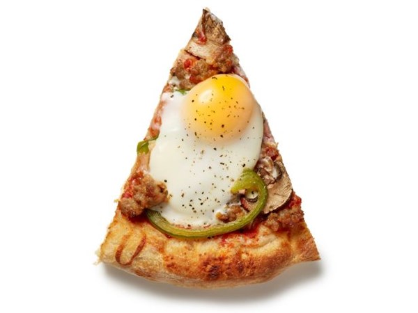 Sausage and eggs pizza