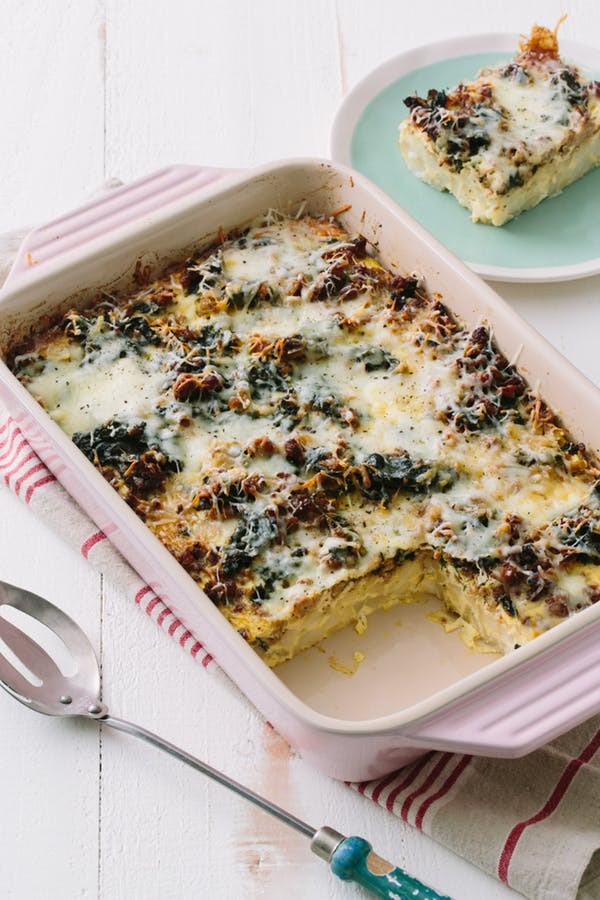 Sausage and greens breakfast casserole