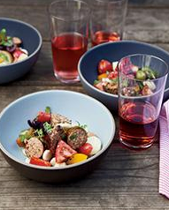 Sausage and heirloom tomato salad
