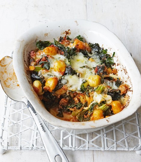 Sausage and kale gnocchi bake