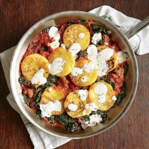 Sausage and kale sauté with polenta