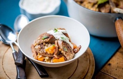 Sausage and lentil casserole