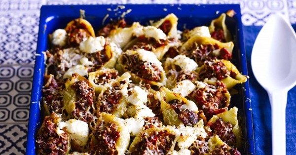 Sausage and lentil stuffed conchiglie