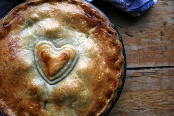 Sausage and mushroom pie with a Parmesan crust